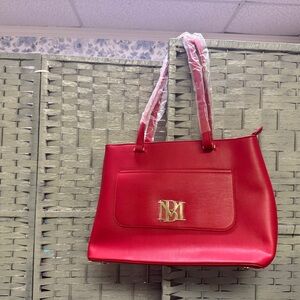 Badgley Mischka Red Shoulder Bag with Gold Logo